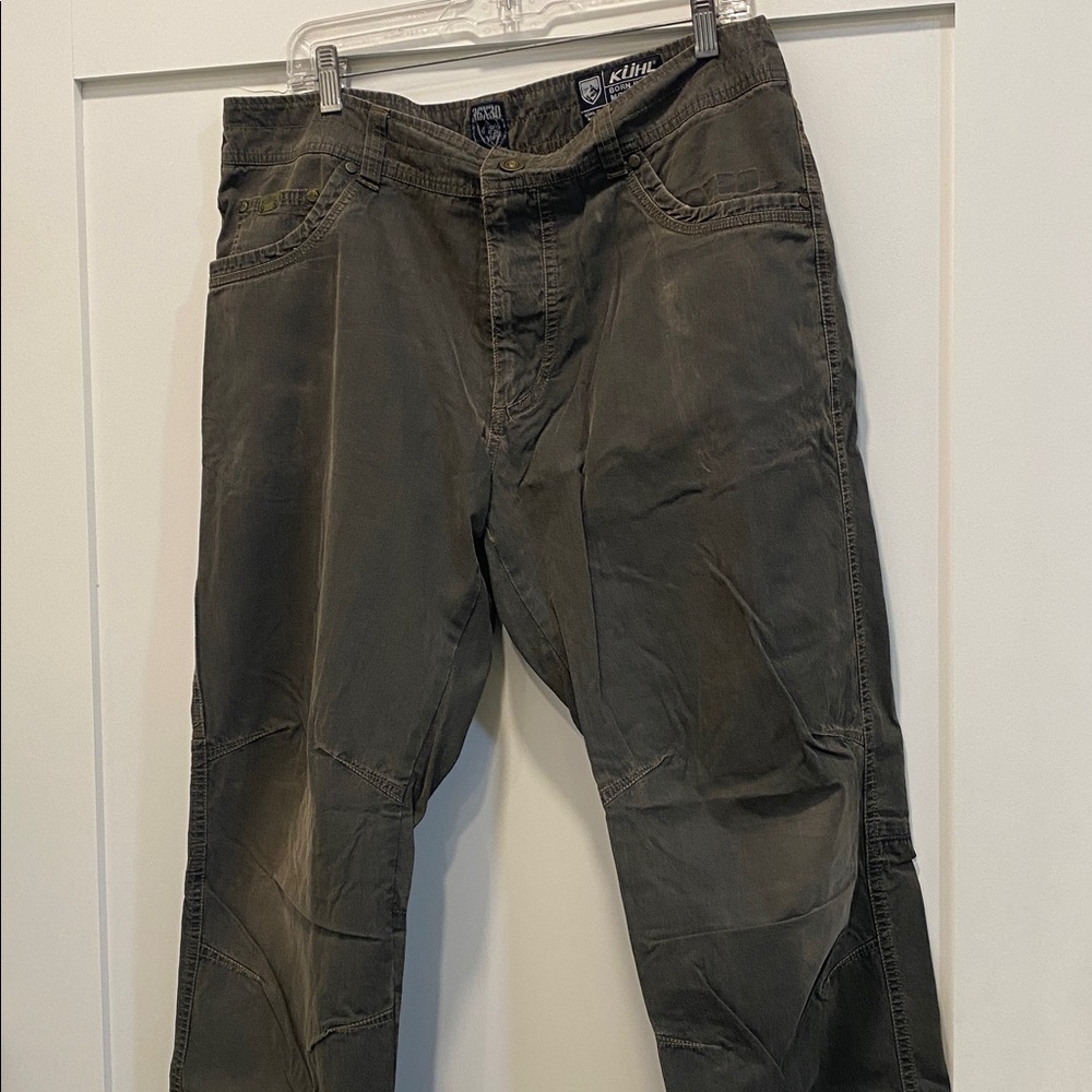 Men's Olive Green/bronze-grey Kühl Revolvr pants. 36 x 30”